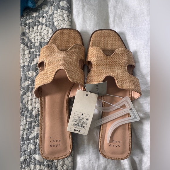 a new day Shoes - a new day Tan Raffia Nina slide Sandals